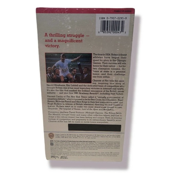 Vintage Chariots of Fire VHS Tape Movie 1981 Sealed - Picture 3 of 5